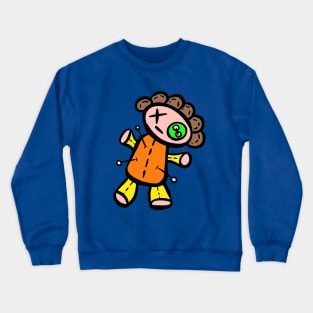 Voodoo Doll Cartoon Curly Dolly Pins Crewneck Sweatshirt